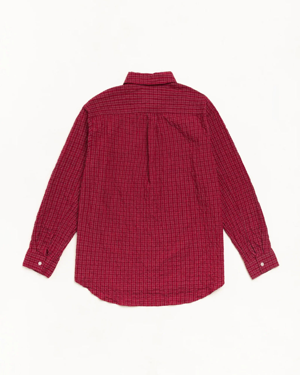 Stussy STANDARD CRINKLE SHIRT BURGUNDY CHECK