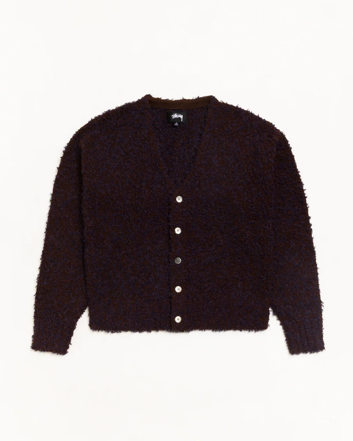 Stussy TEXTURED CARDIGAN NAVY BROWN