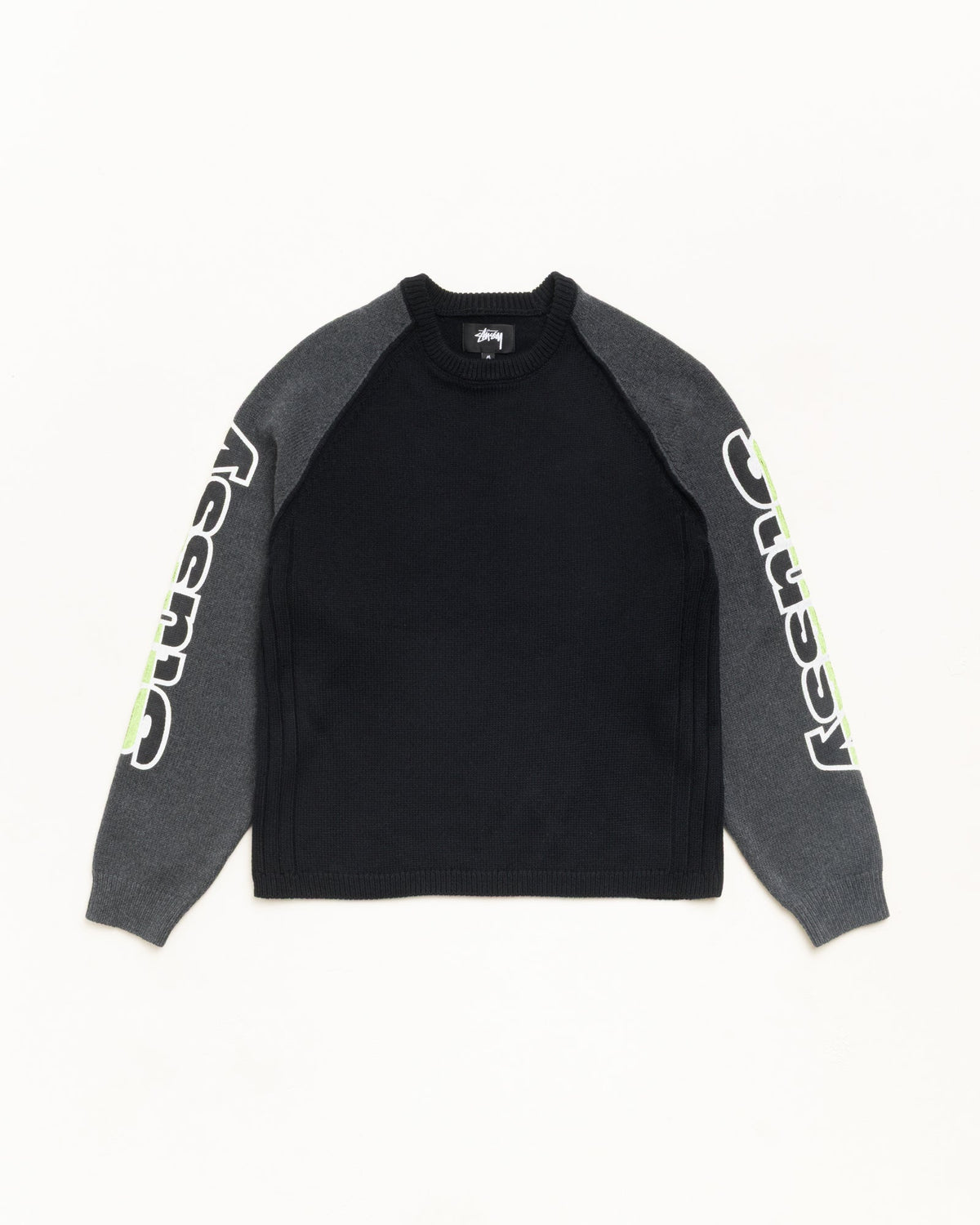 Stussy TWO TONE RAGLAN SWEATER BLACK