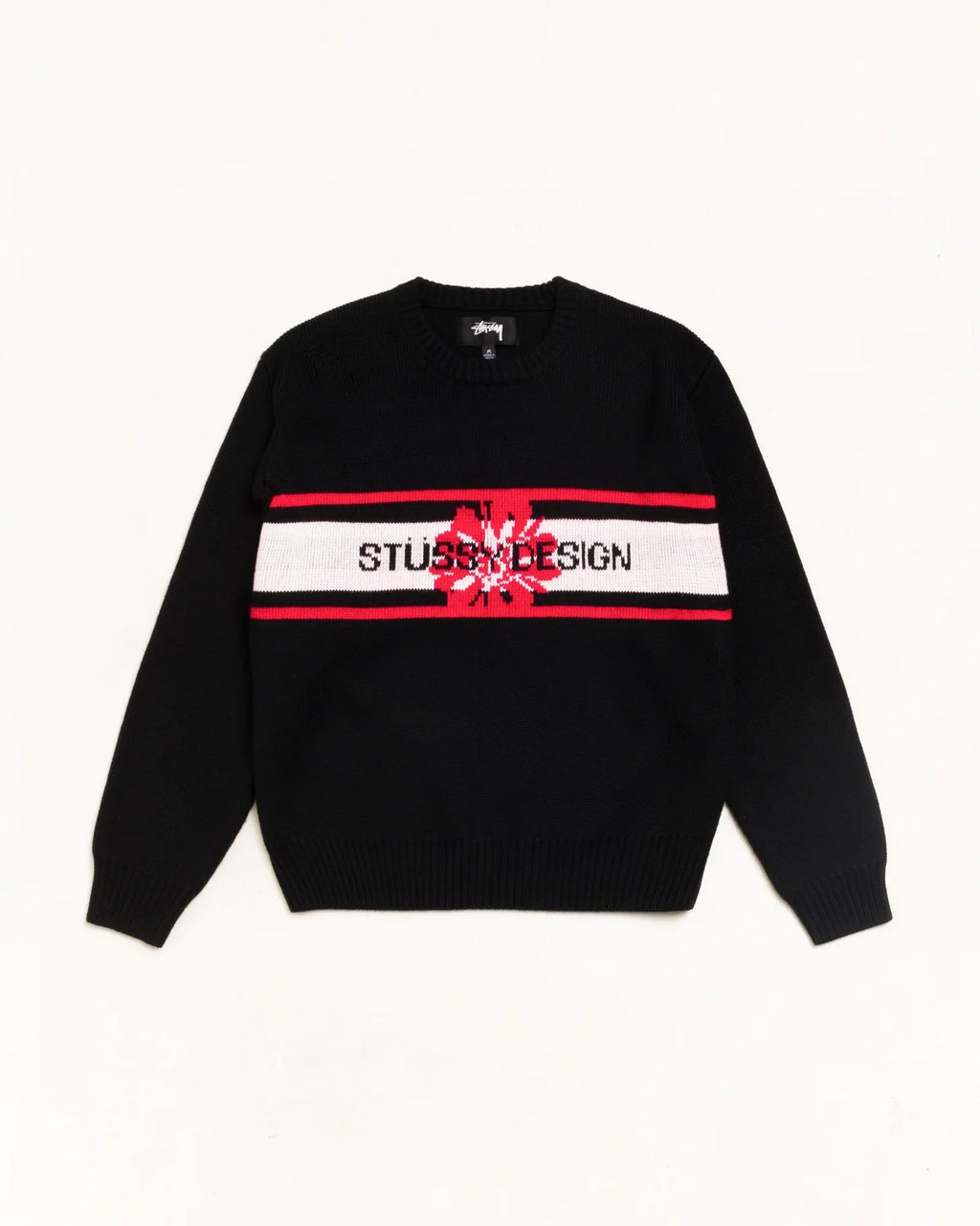Stussy STRIPED HIBISCUS SWEATER BLACK