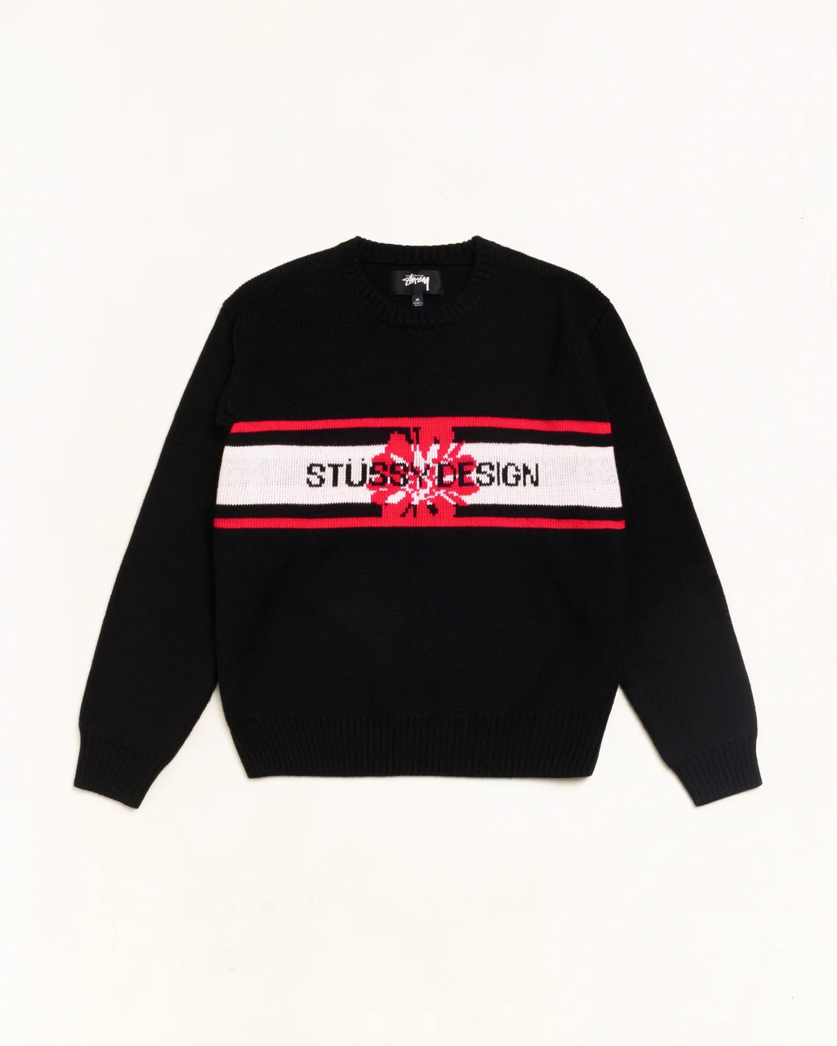 Stussy STRIPED HIBISCUS SWEATER BLACK