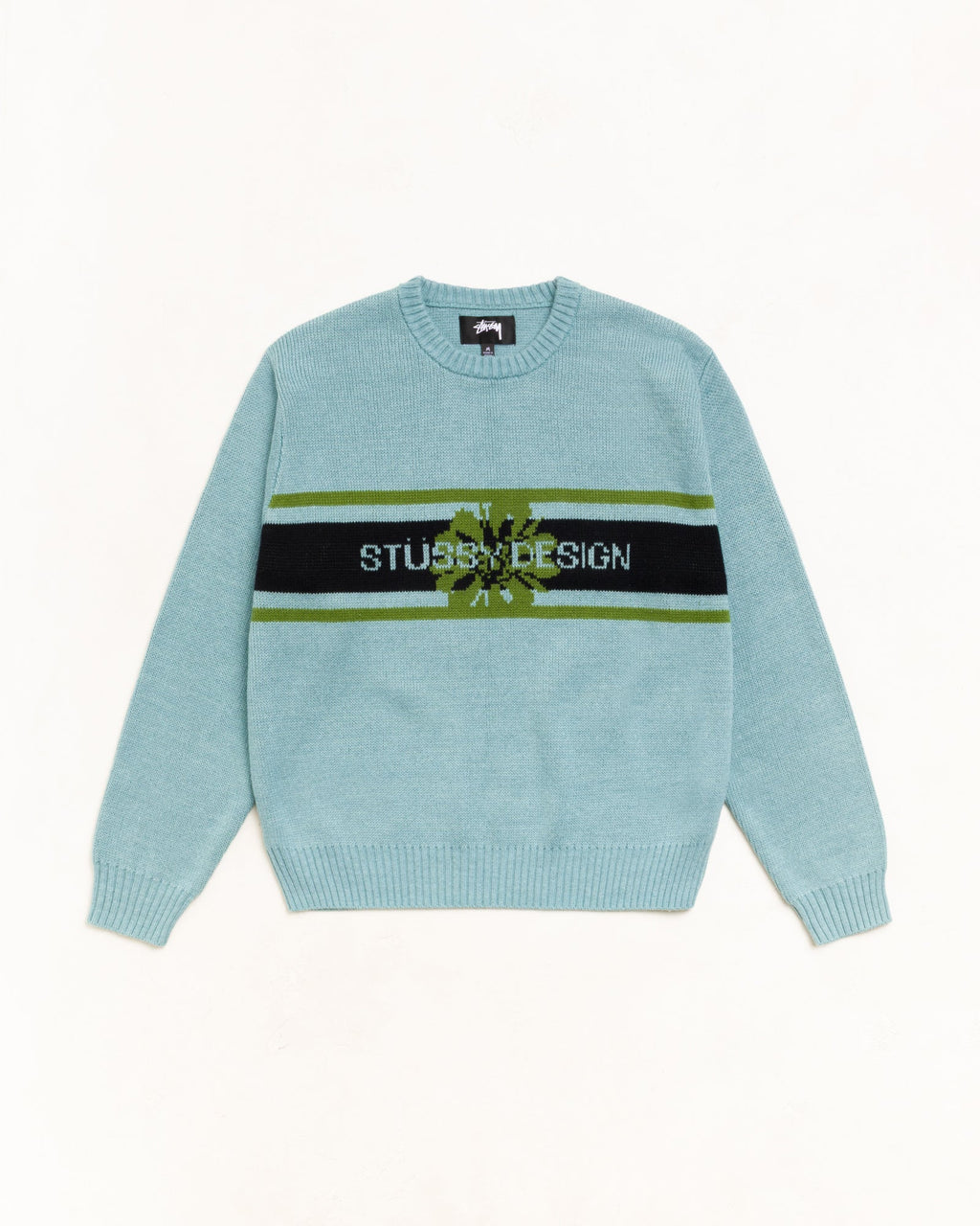 Stussy STRIPED HIBISCUS SWEATER DUSTY BLUE