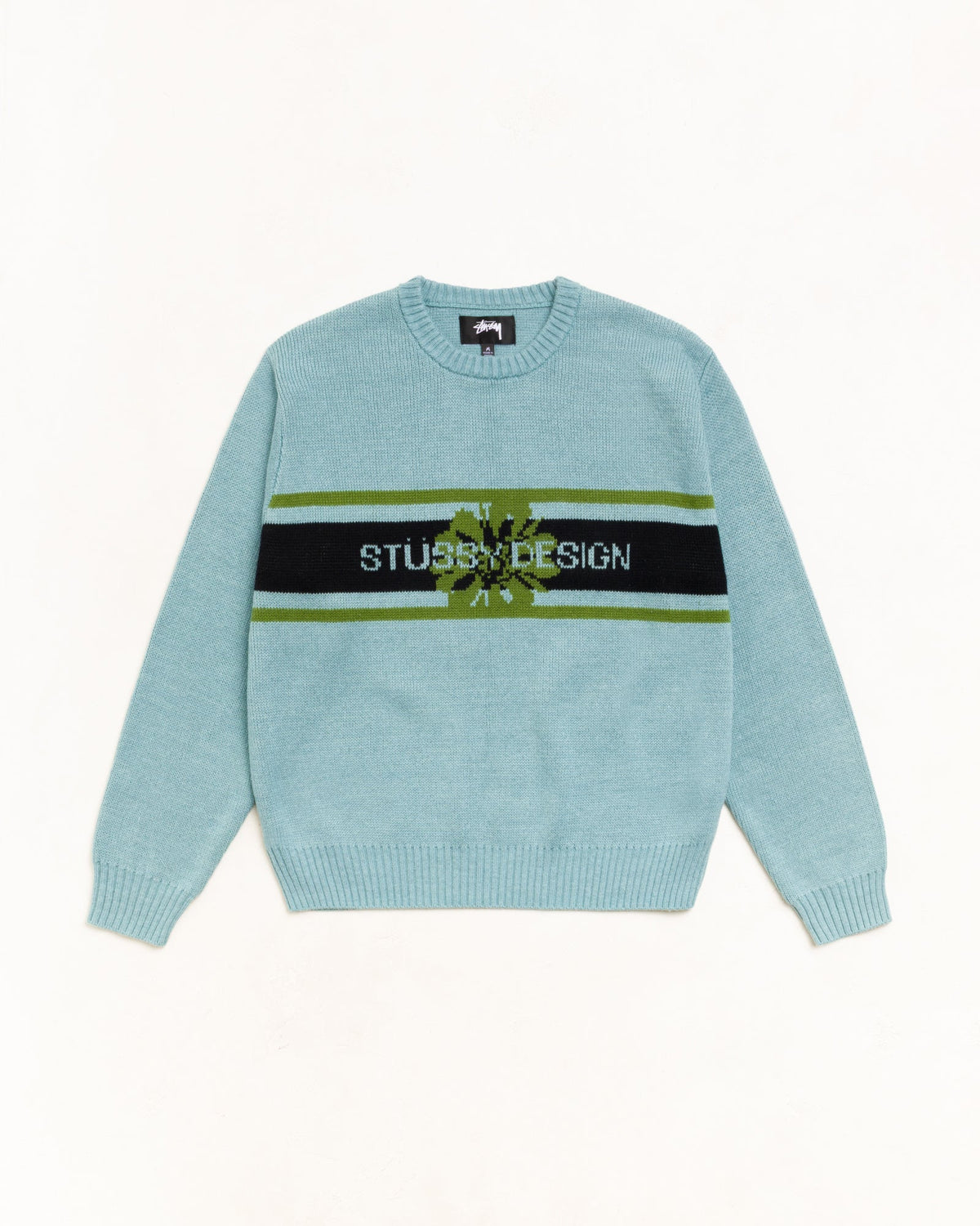 Stussy STRIPED HIBISCUS SWEATER DUSTY BLUE