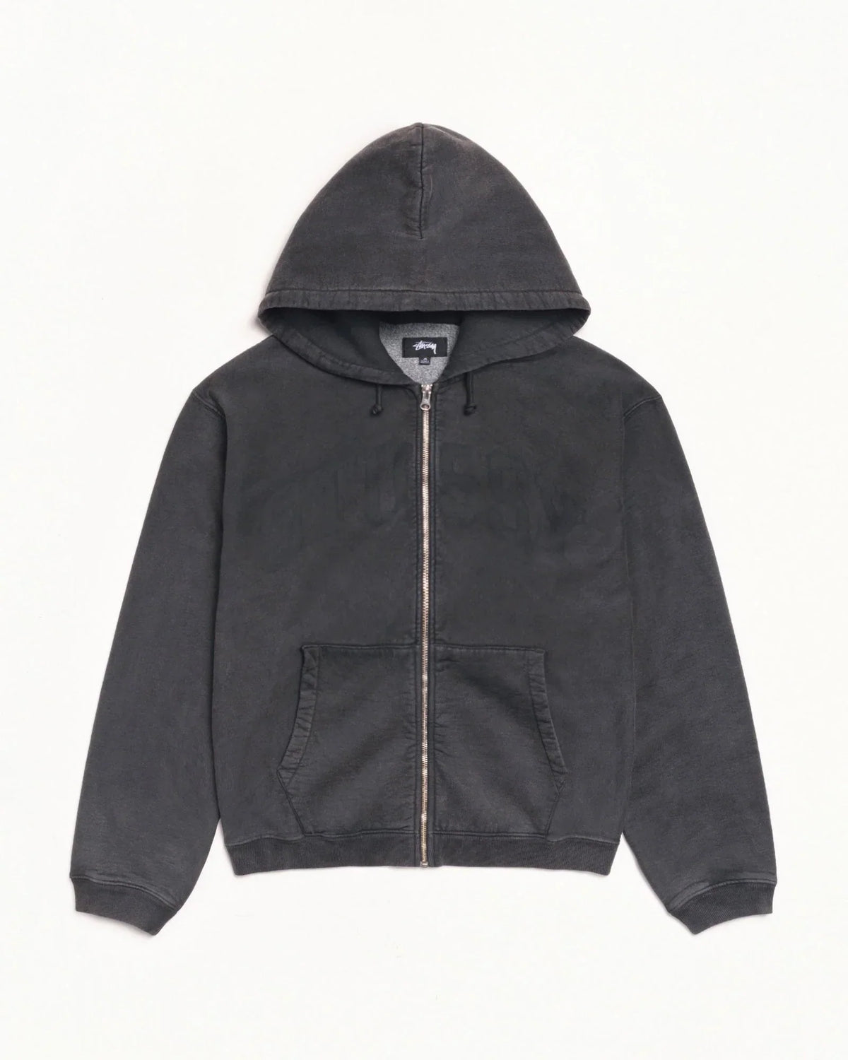 Stussy FADED GRAPHIC ZIP HOODIE WASHED BLACK