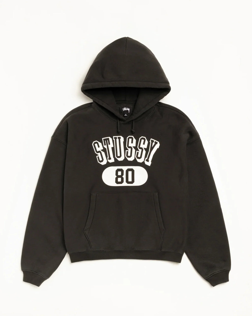 STUSSY 80 RELAXED HOODIE WASHED BLACK