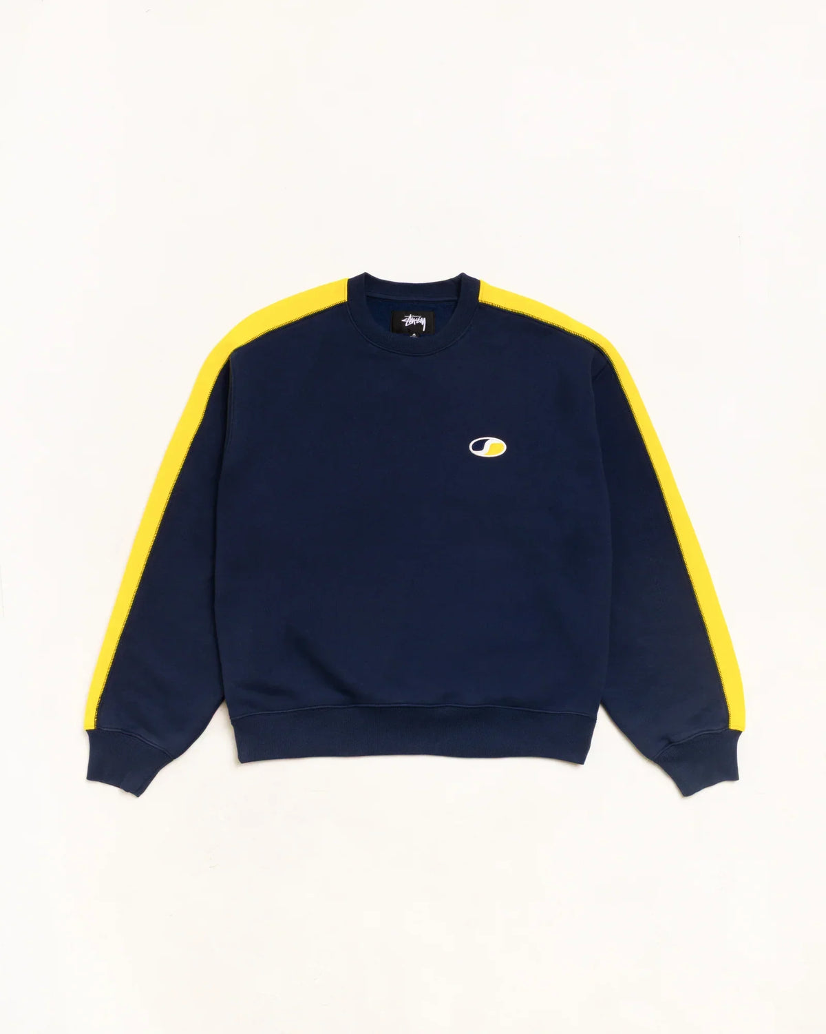 Stussy PANELED STRIPE CREW NAVY