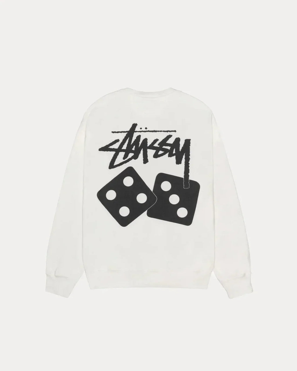 STUSSY DICE LONG SLEEVE PIGMENT DYED TEE WHITE