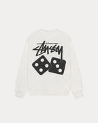 STUSSY DICE LONG SLEEVE PIGMENT DYED TEE WHITE
