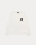 STUSSY DICE LONG SLEEVE PIGMENT DYED TEE WHITE