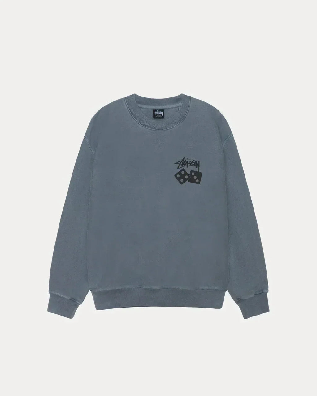 STUSSY DICE LONG SLEEVE PIGMENT DYED TEE GREY