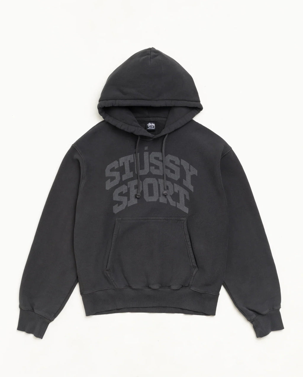 Stussy BLOCK SPORT HOODIE GARMENT DYED FADED BLACK