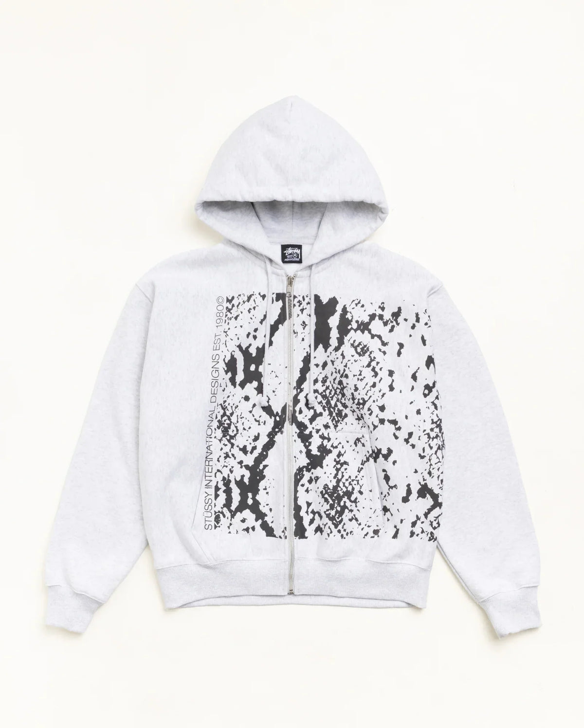 Stussy SNAKESKIN ZIP HOODIE ASH HEATHER