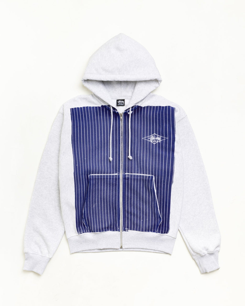 Stussy PRINTED PATTERN ZIP HOODIE BLUE PINSTRIPE