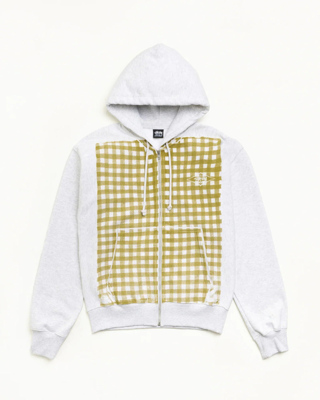 Stussy PRINTED PATTERN ZIP HOODIE YELLOW GINGHAM