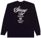 STUSSY LONG SLEEVE WORLD TOUR TEE BLACK